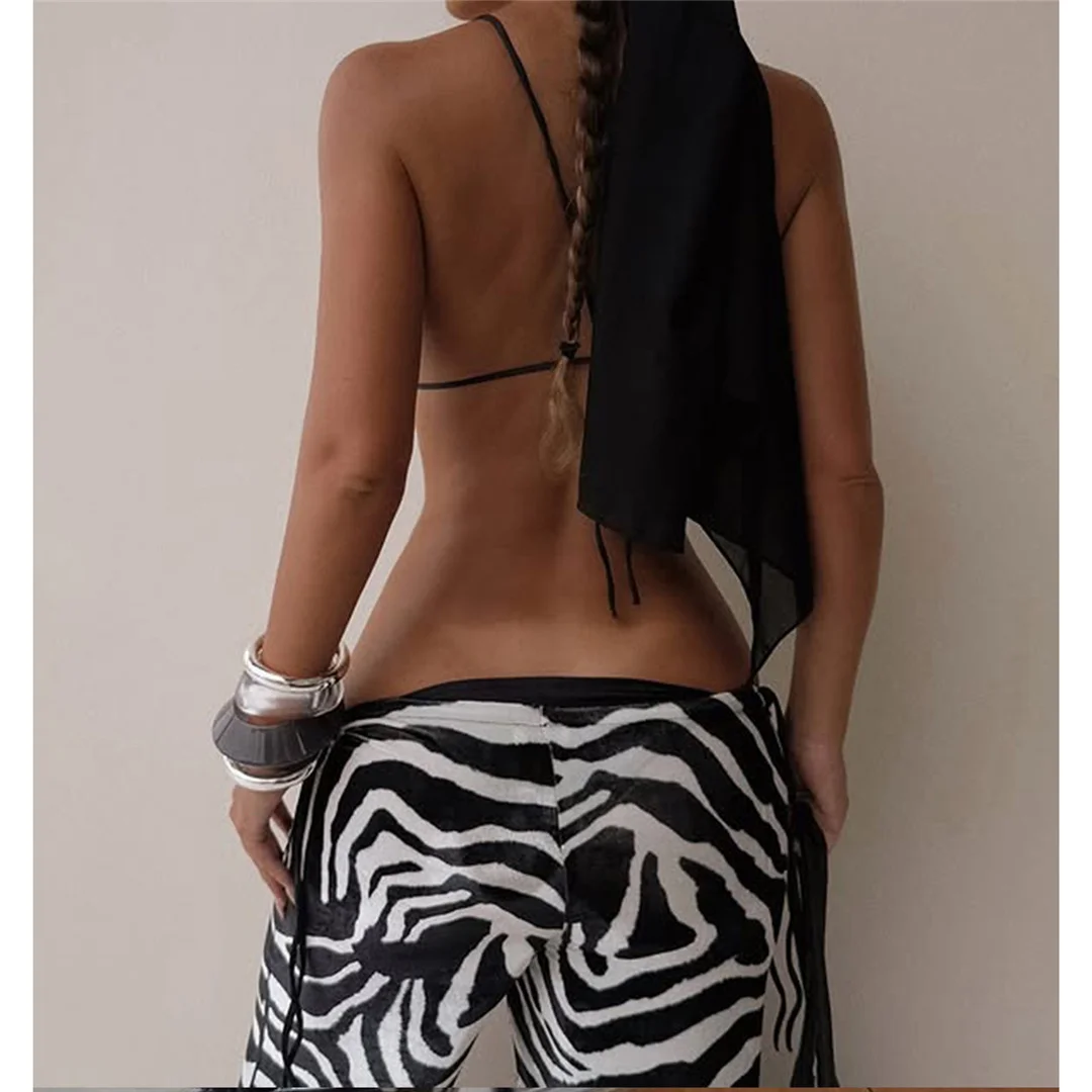 3-teiliges Set mit Zebra-Muster-Hose, Bikini mit Metallstern, Damen-Badeanzug, Damen-Badebekleidung, dreiteiliges Bikini-Set, Badeanzug, Badebekleidung, Schwimmbekleidung V6921 – Detail 7