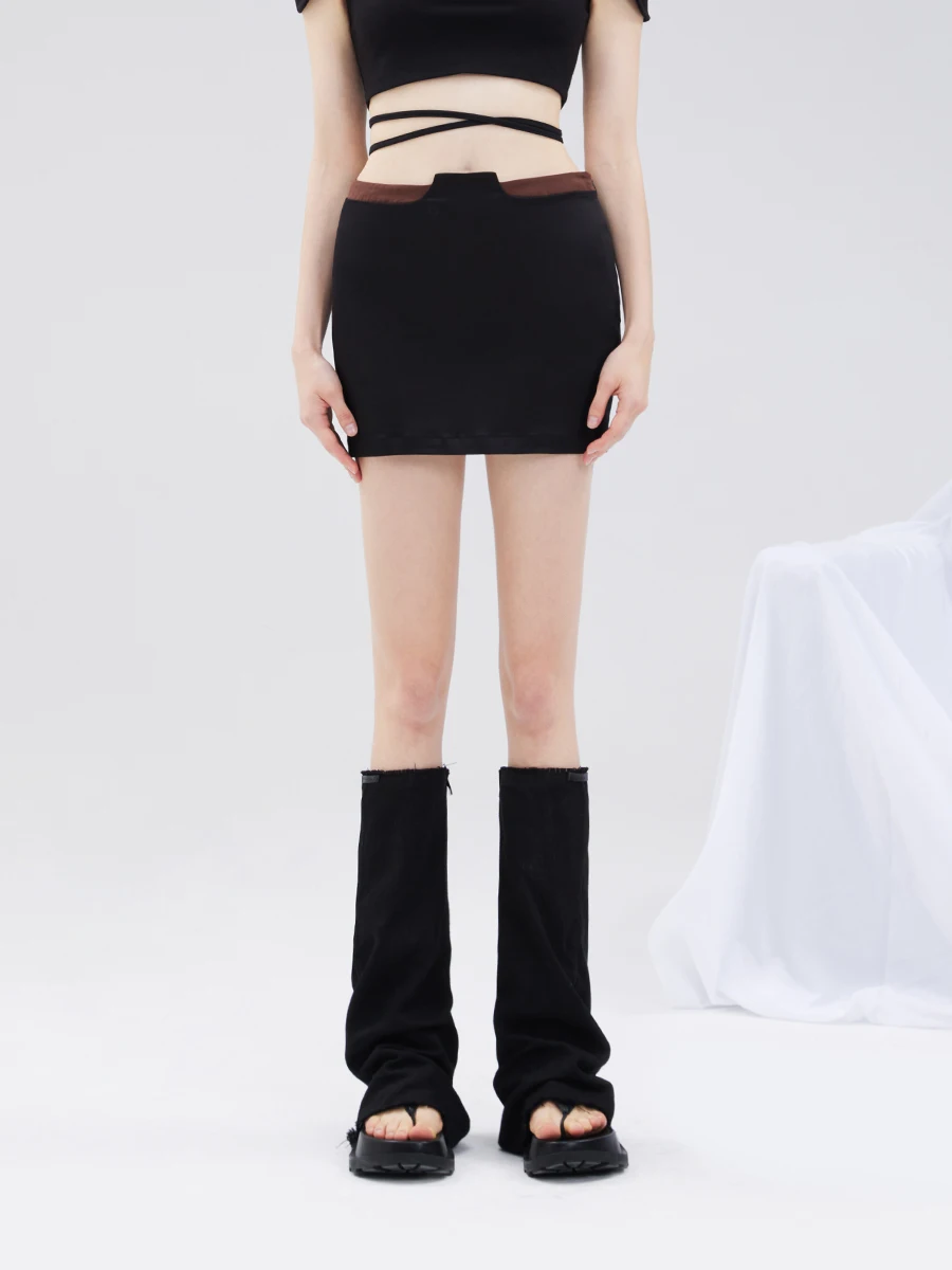 

Юбка Azepam Gold Ratio Bodycon A-Line, коричневая, с черными вставками, женская, модная, летняя, из полиэстера, вискозы, хлопка и спандекса