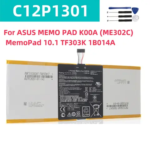 Battery C12P1301 6560mAh For ASUS MEMO PAD K00A (ME302C) MemoPad 10.1 TF303K 1B014A MemoPad10.1 + Free Tools