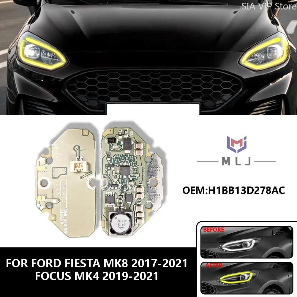 

OE H1BB13D278AC Lemon Yellow For Ford Fiesta MK8 2017-2021 For Focus MK4 2019-2021 LED Headlight DaytimeRunning Light SourceChip
