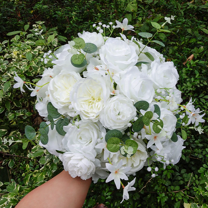 40 cm Neue Simulierte Weiße Blume Ball Hochzeit Decor Pfingstrose Rose Blume Ball Party Hochzeit Bühne T Bühne Straße Führende dekor Blumen – Detail 6
