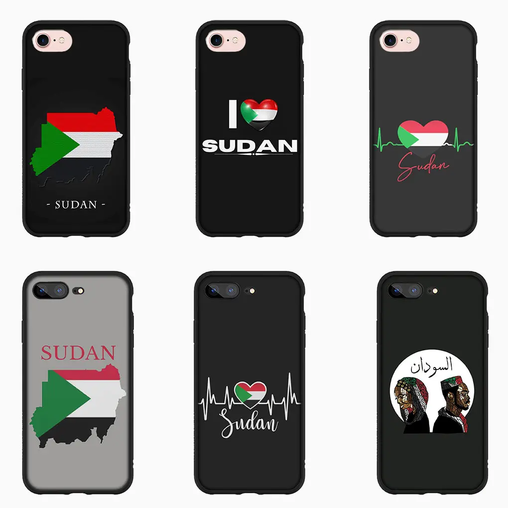 Sudan Flag Map Cover Phone Case for Apple iPhone 16 15 14 13 12 11 Pro Max 6 6S Plus + SE 14+ 16+ Soft Casing