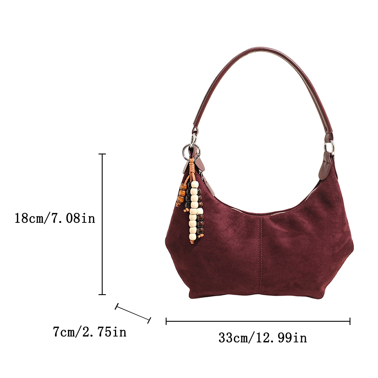 النمط الفرنسي حقيبة كتف تحت الإبط 2025 جديد الخريف الشتاء حقيبة يد خمر جلد الغزال الناعم الإناث الكتف حقيبة كروسبودي المتشرد #6