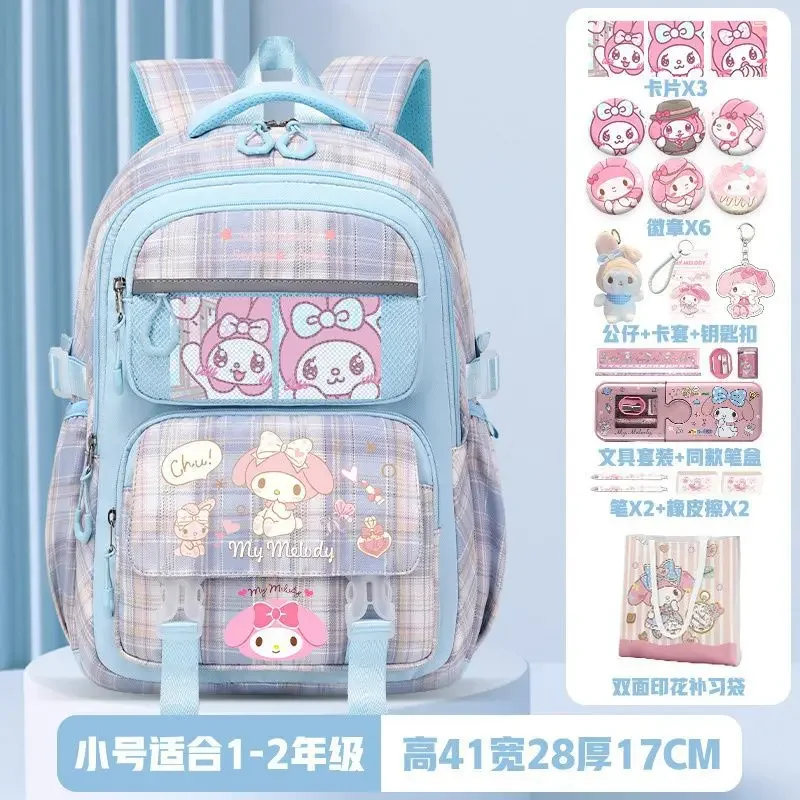 Sanrio tas sekolah anak kartun Melody, tas ransel kapasitas besar pelindung tulang belakang pengurang beban