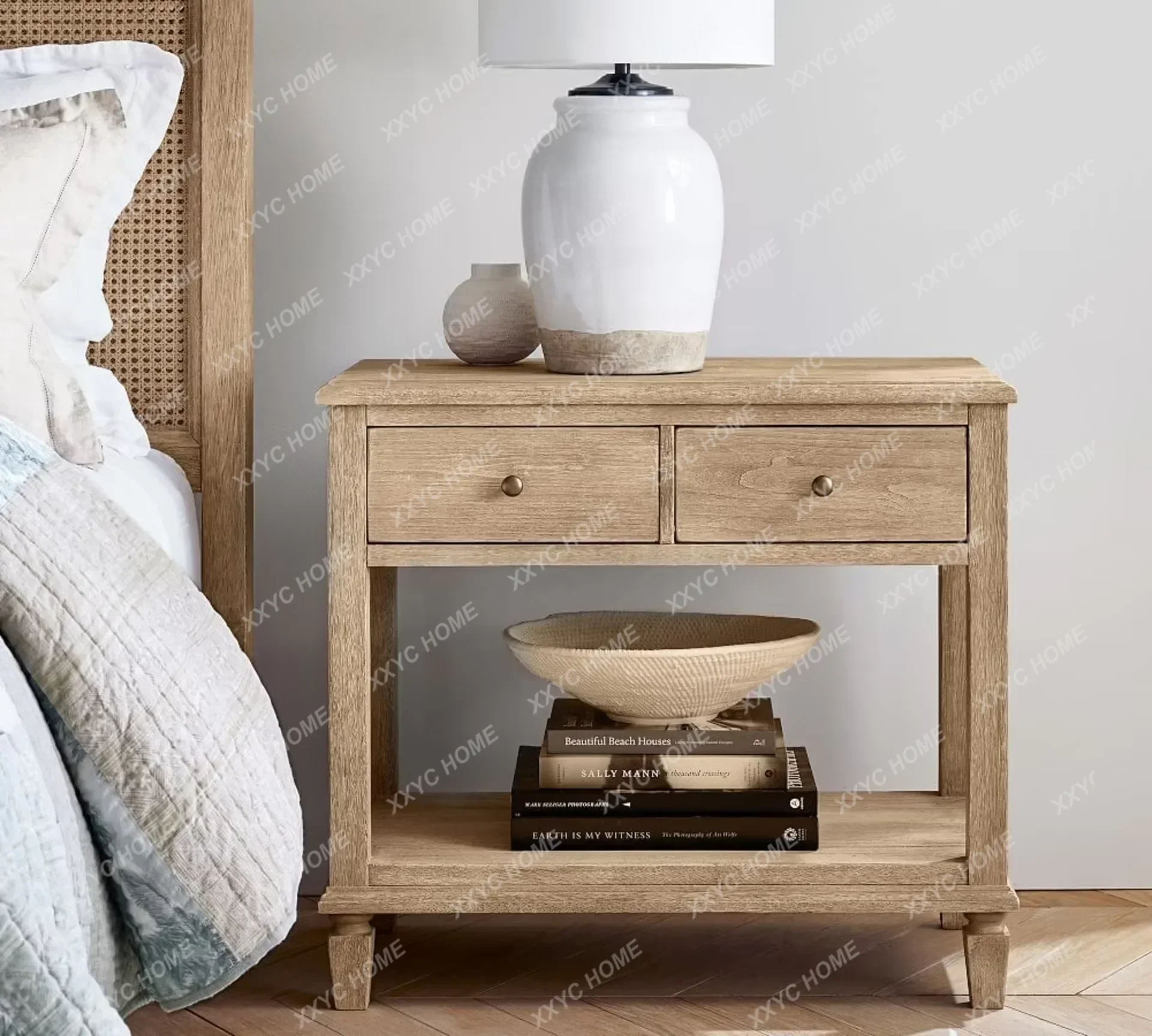 Manufacturer wholesale modern custom side table bedroom furniture wooden bedside table bedside tableX