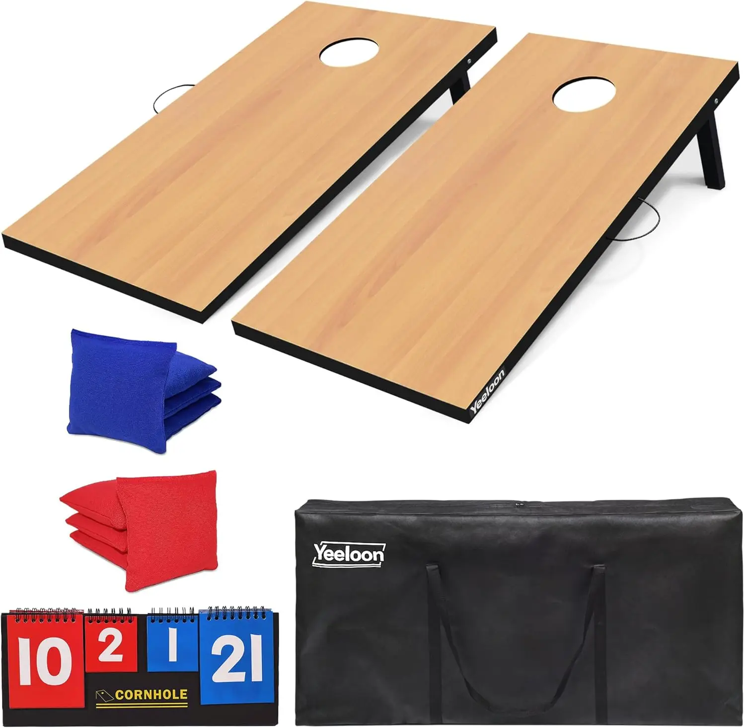 Tailgate/Regulation Size Cornhole Boards with 8 Bean Bags and Carrying Case, 3x2/4x2 Corn Hole Outdoor Game Toss B