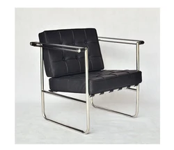 HE 113 Lounge Hans Singe Sofa Chair Leisure Chair Stainless Steel Leather PU for Living Room