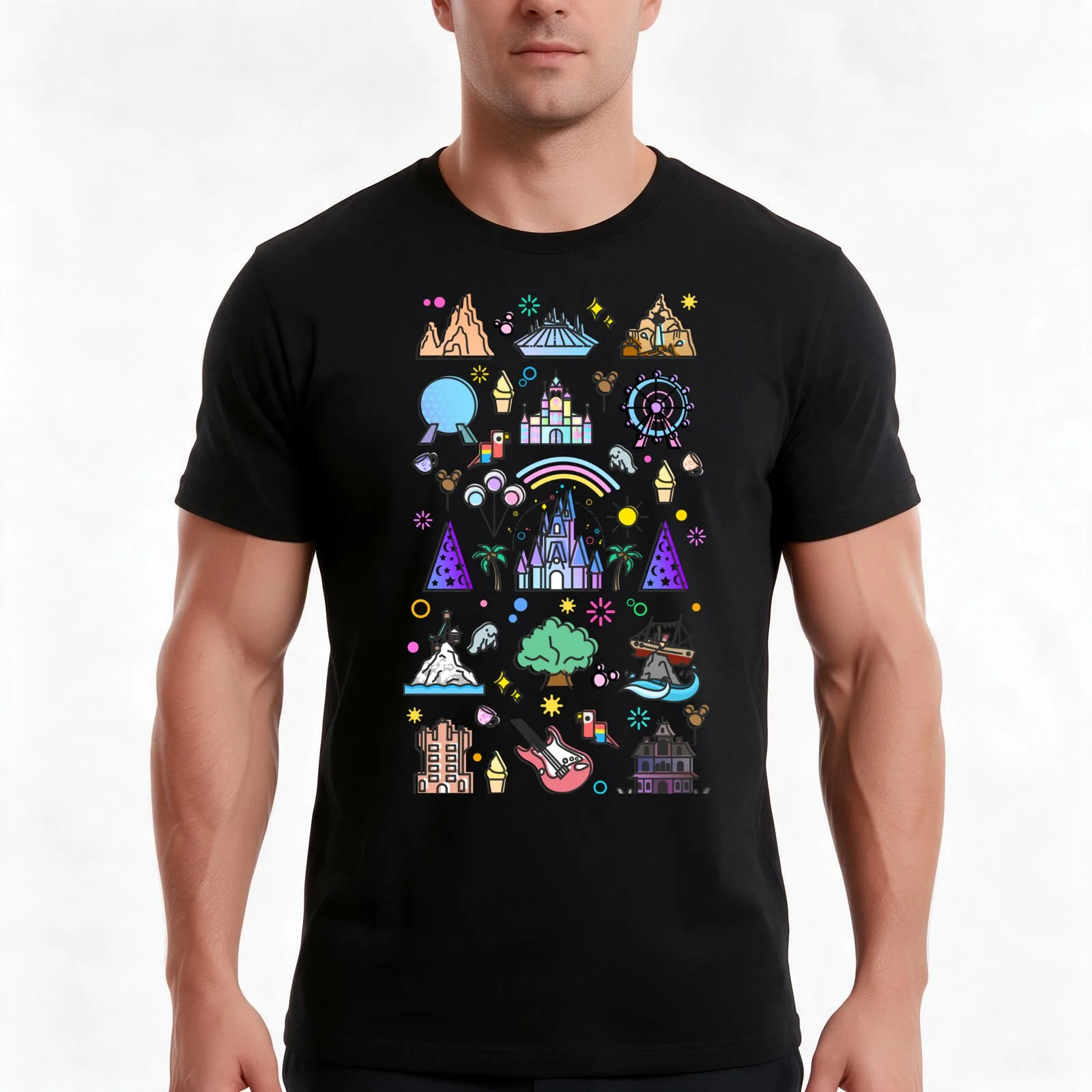 Happiest Place on Earth Collection. It's a Small World, Haunted Mansion, Princess Castle, Manatee, Ferris Wheel Theme Pa T-Shirt
