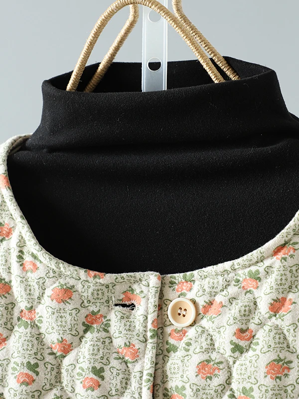 Macio floral impressão solta ajuste redondo ne feminino algodão jaet doce suave sle longo sve casacos térmicos para plus size