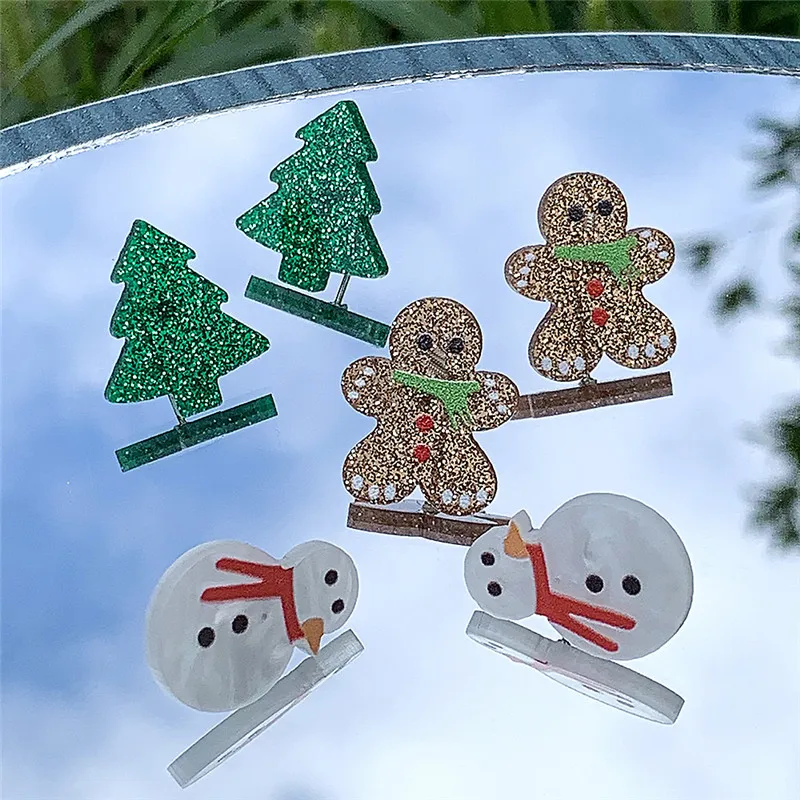 3Pcs/Set DIY New Christmas Winter Holiday Tree Snowman Multi Shapes Earrings Celebration Accessories Gifts 2CM Best Friends image 4
