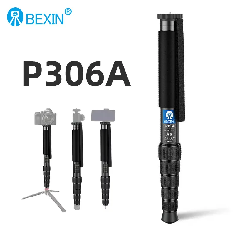 BEXIN P306A Professional Aluminium Monopod Portable Travel Video Selfie Holder Lightweight Monopod for Canon Nikon DSLR Camera