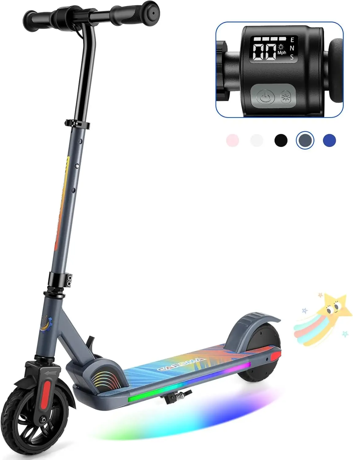 Electric Scooter for Kids Ages 6-14, 180W/150W Motor & 10 Mph, 80 Mins Ride Time, Adjustable Height & Speed, LED Display