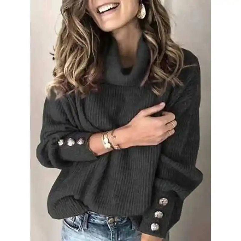 

New 2023 AutumnWinter High Ne Sweater Loose Women's Faion Low Waist ort Pants Bamboo Fiber Ladies' Premium Clothing