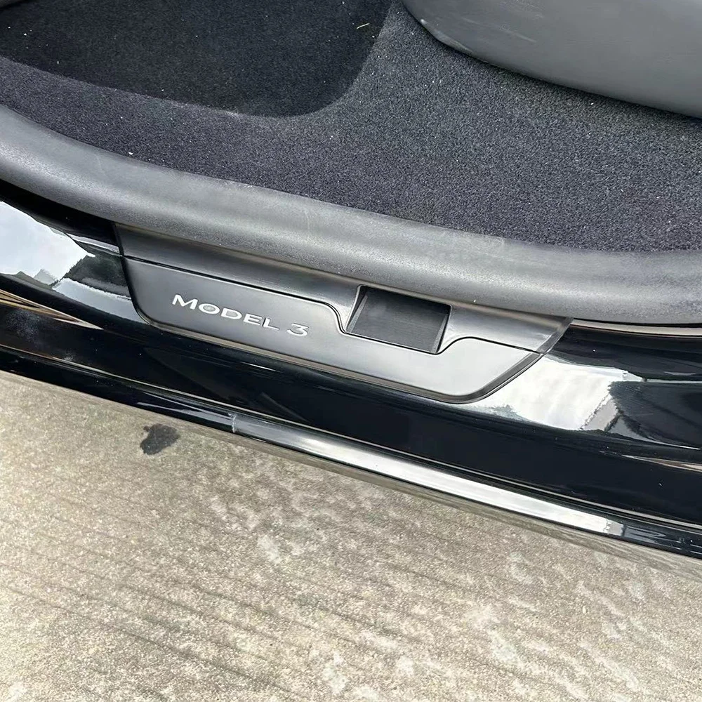 CSSBOON Door Sill Protector Cover 4PCS for Tesla Model 3 Highland Car LED Welcome Light Pedal Illuminated Accessories Auto Sense