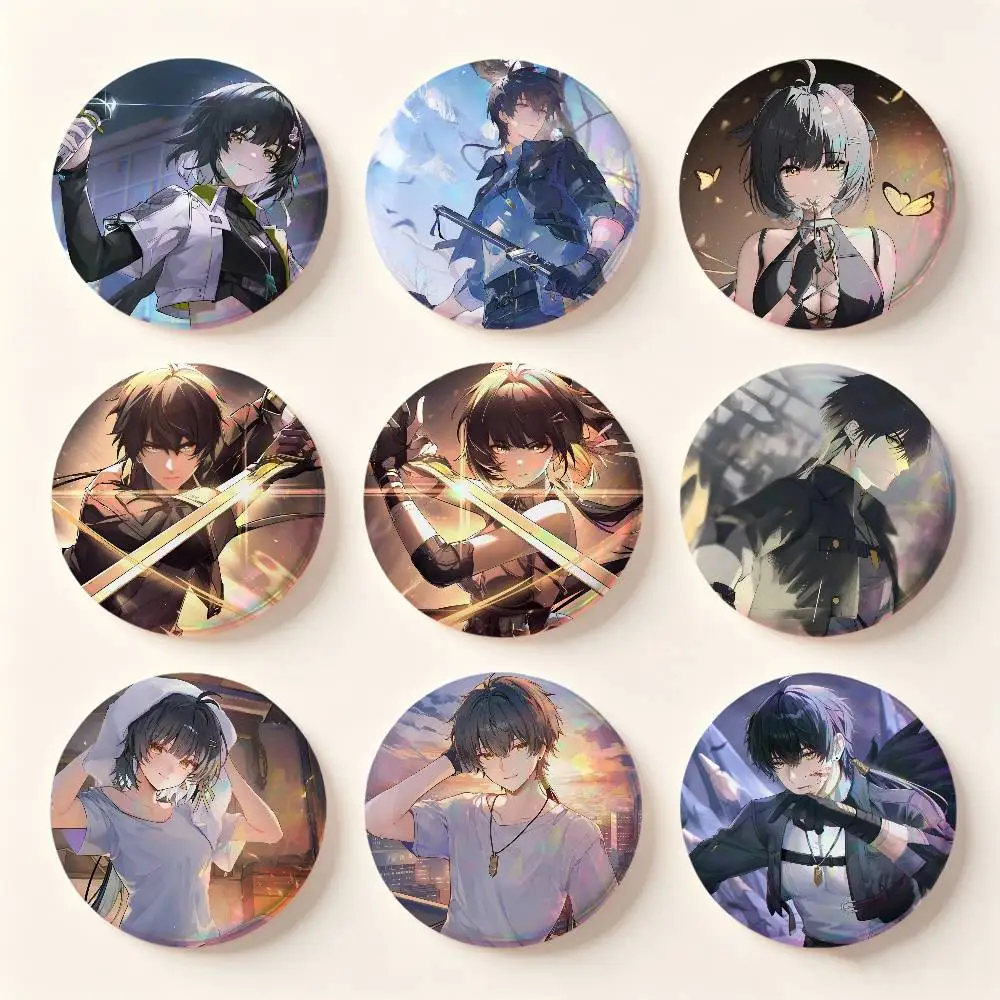 Cartoon Anime Game Wuthering Waves Rover Badges Round Cosplay Pin Bag Decor Fans Collect Friends Gifts Brooch Souvenir