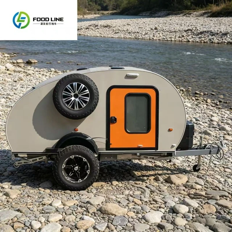 FOODLINE Mini Off-road Teardrop Caravan Australian Standard Tiny Overland RV Teardrop Camper Trailer With Rooftop For Sale