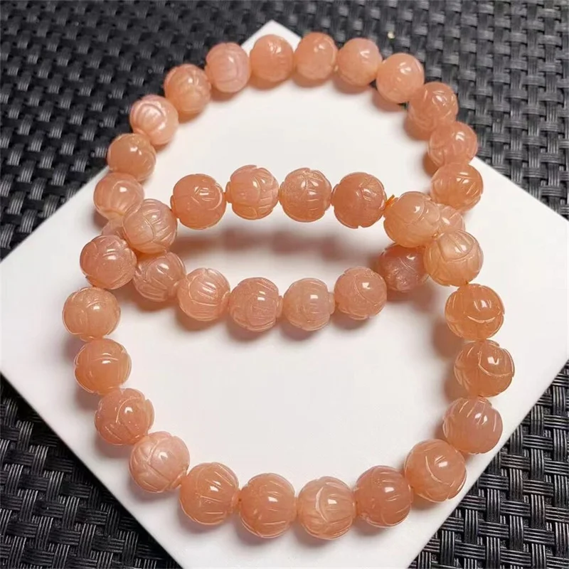 

Natural Sunstone Lotus Bead Bracelet Crystal Healing Gemstone For Women Fengshui Birthday Present Lover Gift 1pcs 10MM