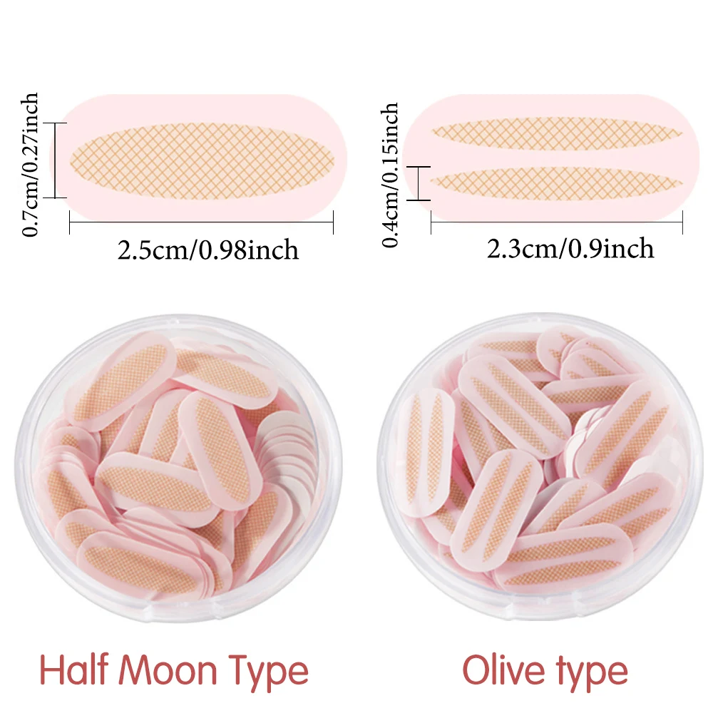 150 ชิ้น/กล่องสติกเกอร์ตาแห้งตาตาข่ายระบายอากาศได้ดีธรรมชาติมีกาวในตัวเทปสองตาลิฟท์สีเบจแถบแต่งหน้าเครื่องมือความงามตา