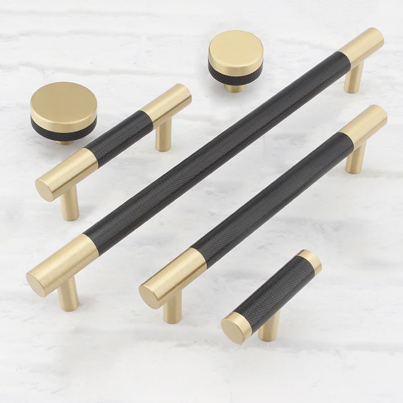 

Durable 4PCS Brass+Space Aluminum Thicken Furniture Handles Drawer Pulls Cupboard Wardrobe Kitchen TV Wine Cabinet Pulls Knobs