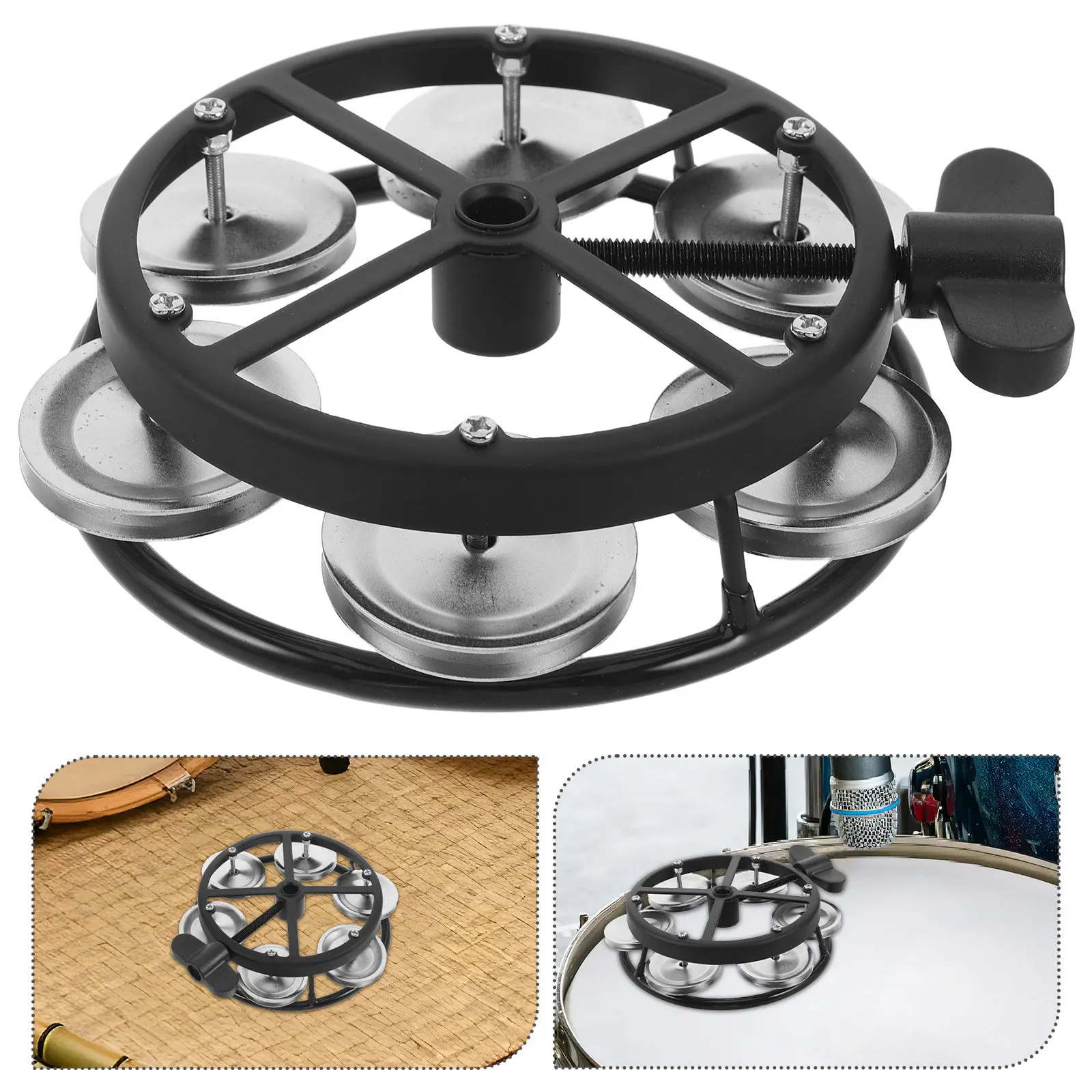 

Hi Hat Mount Bell Drum Set Tambourine Double Row Bell Lightweight Mounting Bolt Drum Tambourine Mount Drummer Rattle