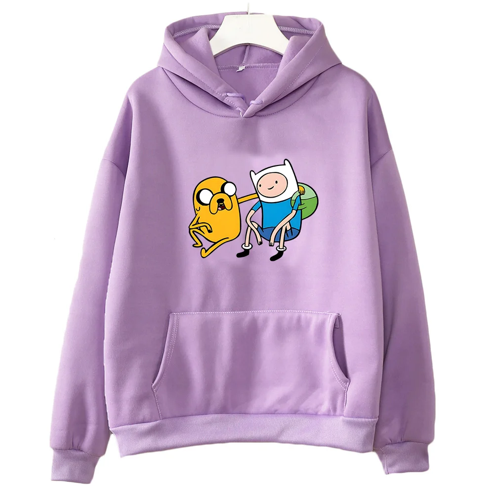 Adventuree Timee Finn and Jake Graphic Hoodies Autumn Fleece Pullovers Loose Casual Women/men Sweatshirt Cute Anime Clothing