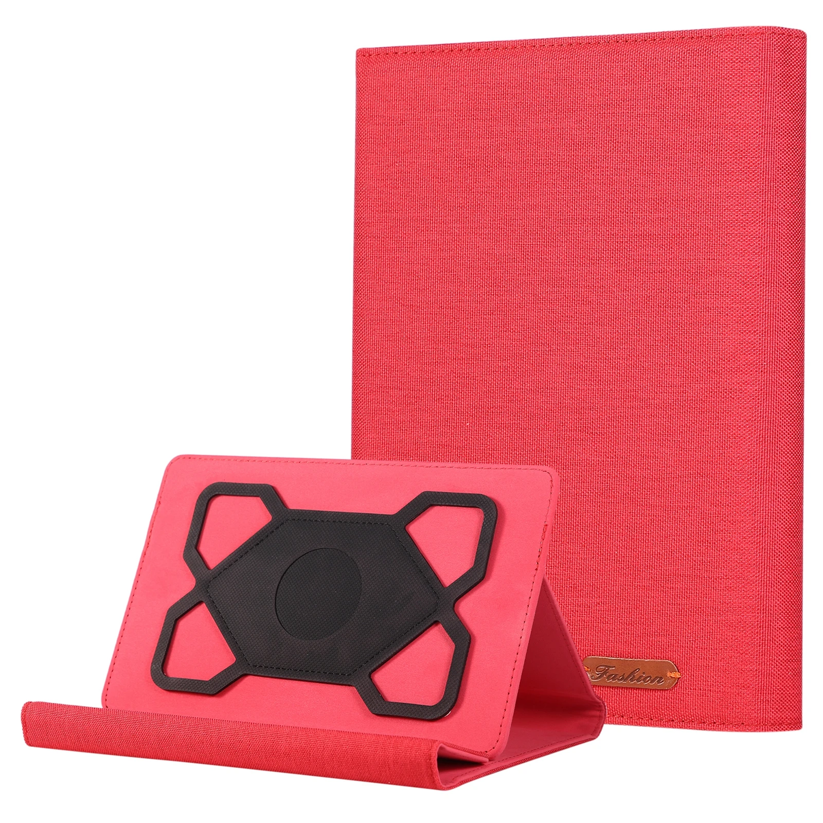 For 9 - 11 Inches Universal Tablet Case with Stand Cloth Texture Leather Cover - Red