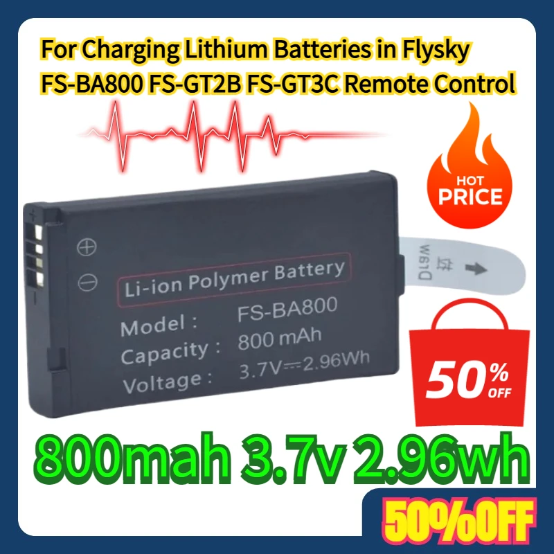 

For Charging Lithium Batteries in Flysky FS-BA800 FS-GT2B FS-GT3C Remote Control 800mah 3.7v 2.96wh