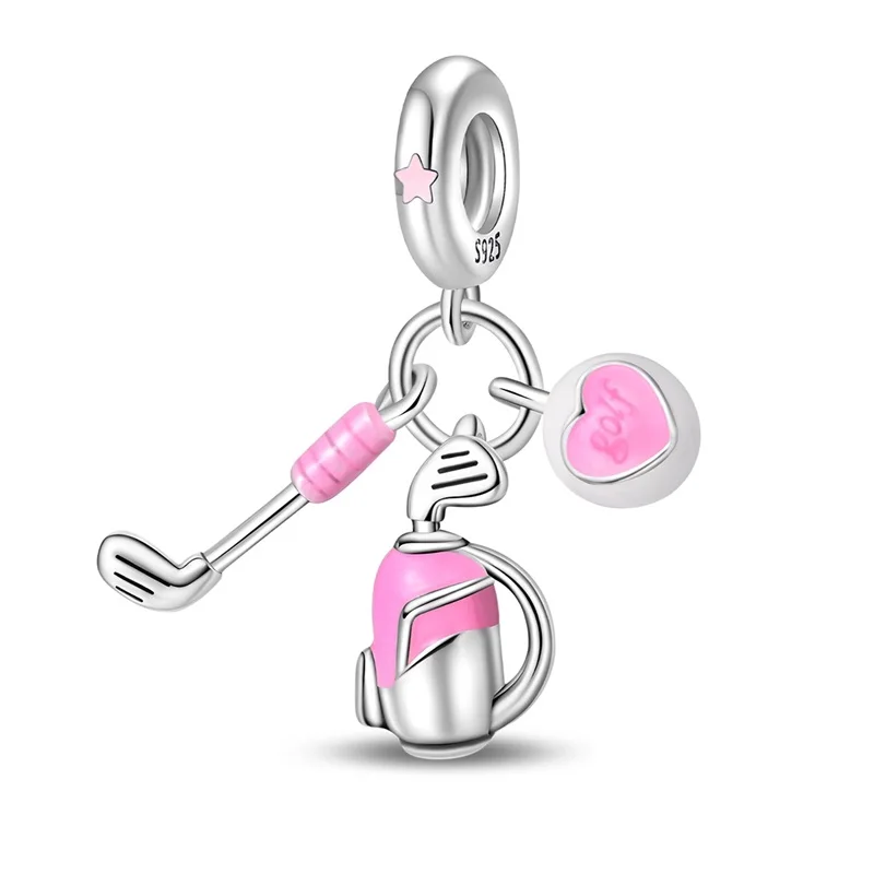 925 Sterling Silver Golf Ball Dangle Charms Pendant Fit Original Bracelet Necklace DIY Sports Themed Women Jewelry Birthday Anni