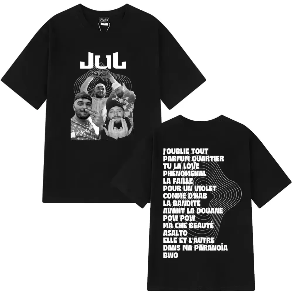 T-shirt unisexe en coton 100% style hip-hop graphique tendance pour l'été, coupe ample décontractée, grande taille, streetwear, cadeau pour fans du rappeur Jul