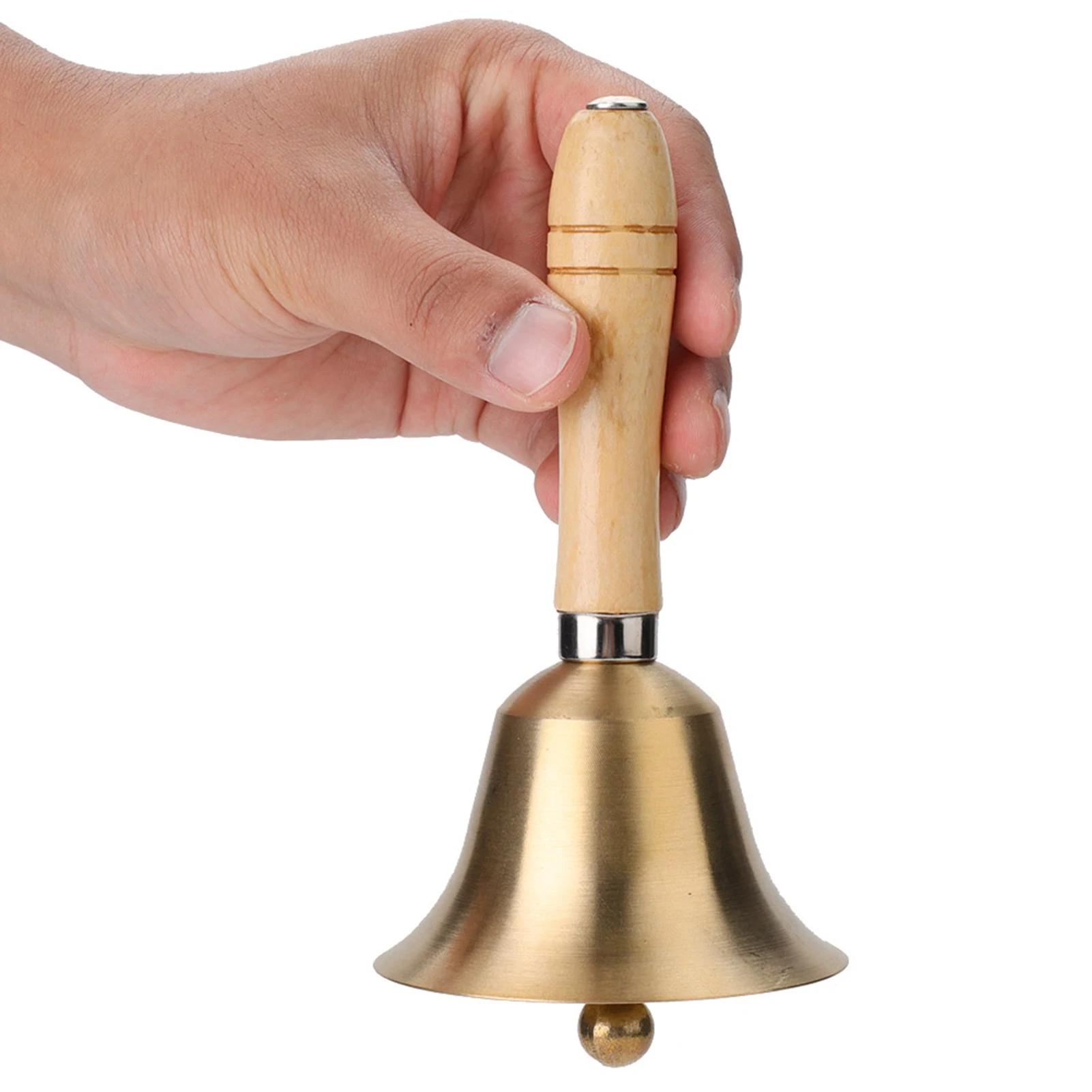 Sino de mão multifuncional para crianças escolares, handbell com cabo de madeira, 8cm