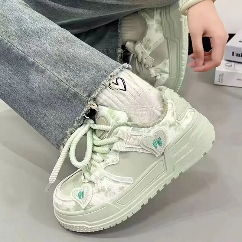 SHANPA Sweet Platform Sneakers for Women Fashion Comfortable Ventilated Niche Sports Shoes Versatile Casual Autumn Sneakers