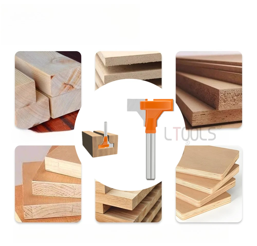 

Oblique T-shaped Slotting Knife Multi Specification Handle Alloy Woodworking Bottom Bit Edge Trimming Milling Cutter DIY Tools