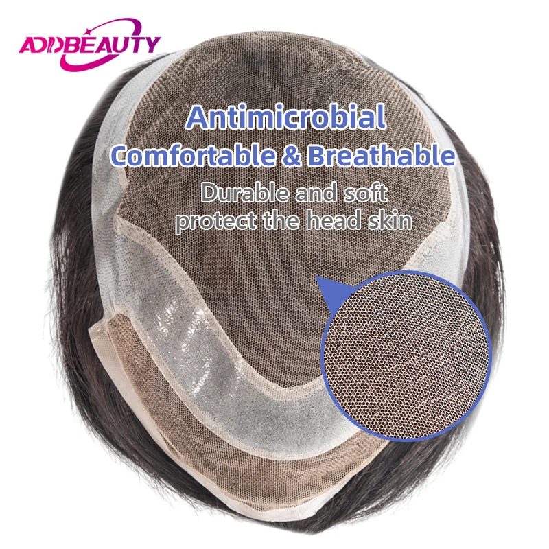 Antimicrobial Men Toupee Swiss Lace PU Indian Human Remy Hair Men Wig Natural Hair Wig
