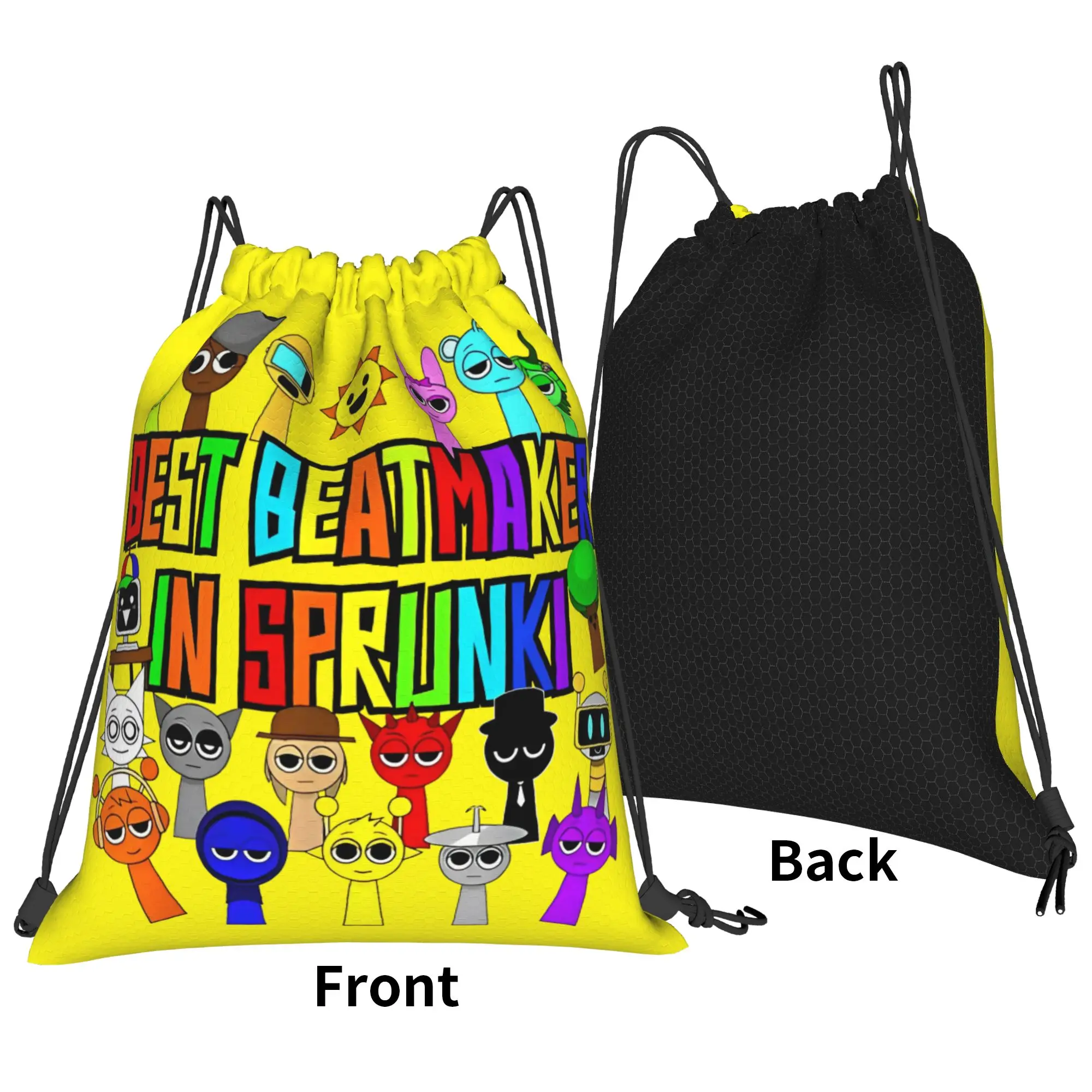 Sprunki Backpack Drawstring Basketball Bags Gym Bag Water Resistant Game String Sackpack for Yoga 36cm (W) x 43cm (H)