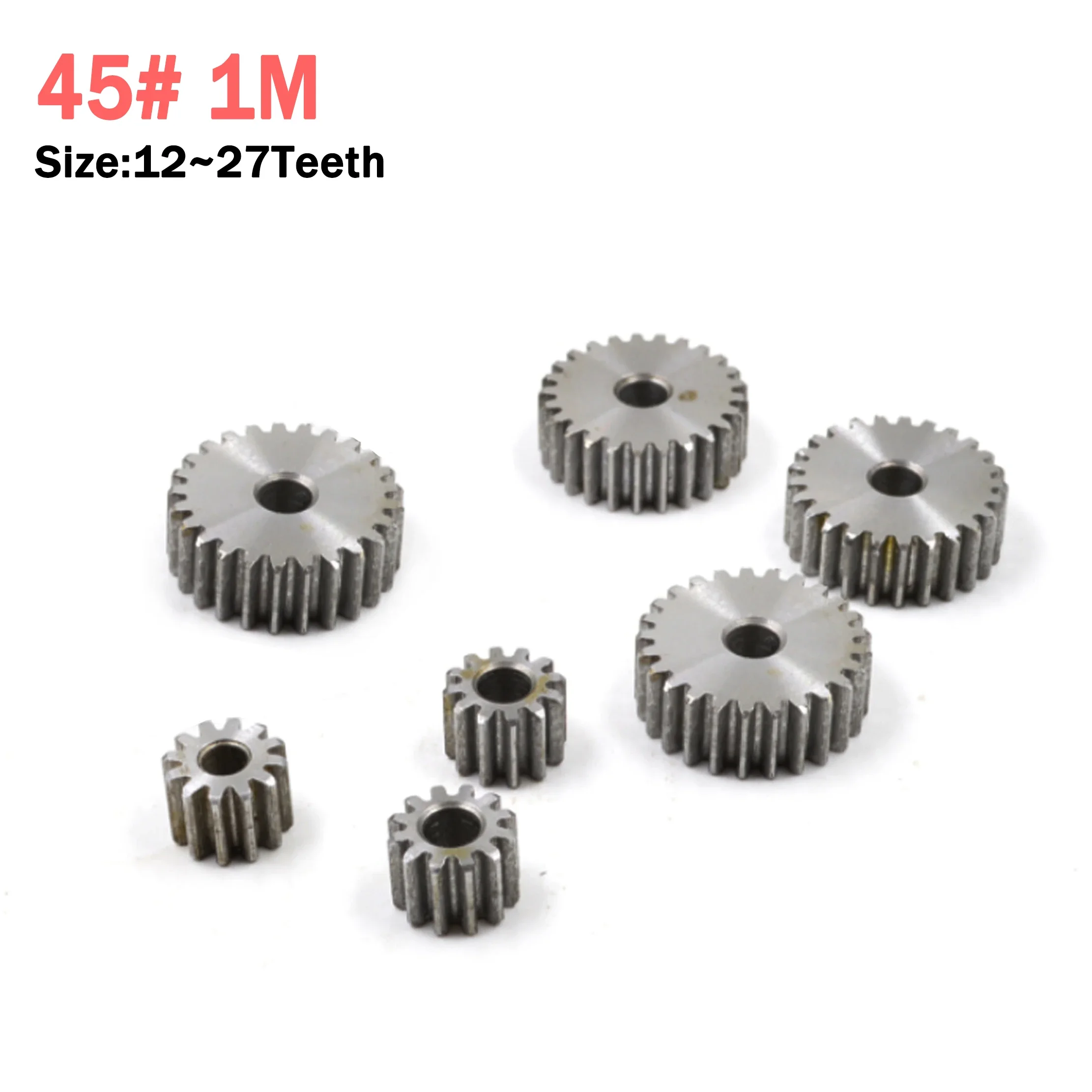Spur Gear 1M Pinion Gear 1 Motor Gear Parts Transmission Accessories 12/13/14/15/16/17/18/19/20/21/22/23/24-27Teeth 45# Steel