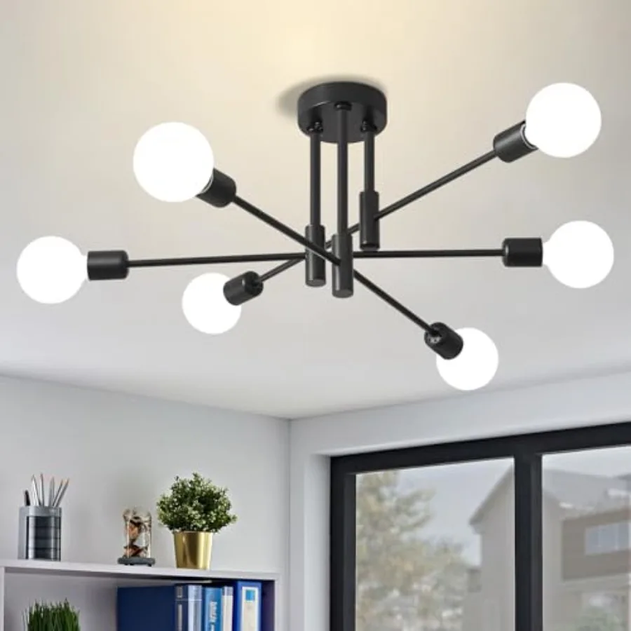

Modern Chandelier Ceiling Light Fixture 6-Light Sputnik Dining Chandeliers 31.18" and Chandelier Over Table Mid Century Lights