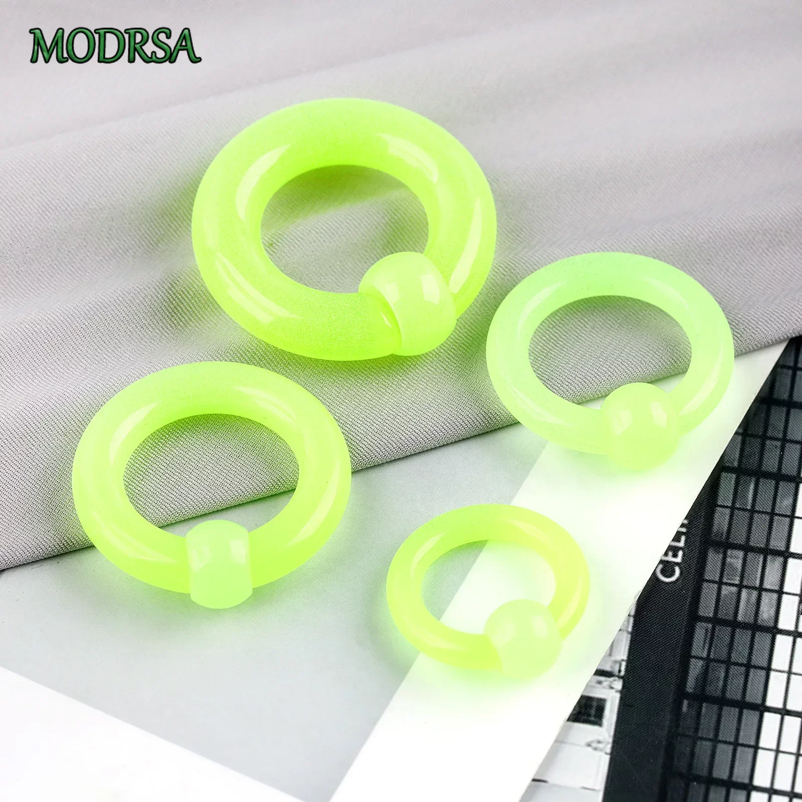 MODRSA 1PC Acrylic Nose Piercing Single Ball Nose Ring Fluorescent Green Creative Hip-Hop BCR Piercing Jewelry for Man and Woman