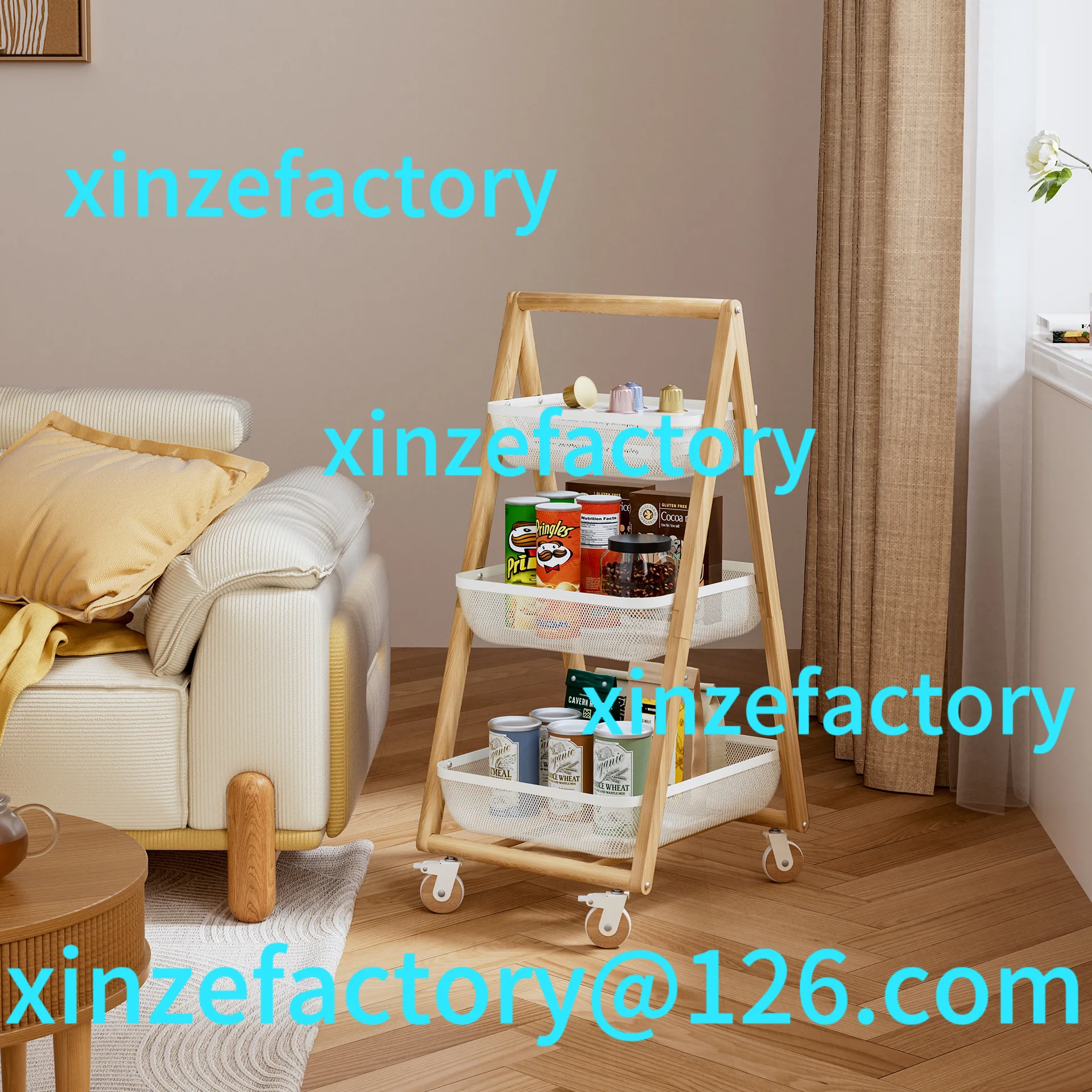

Customizable Solid Wood Living Room Bedroom Storage Organizing Rack Kitchen Multi-layer Shelf Snack Storage Rack