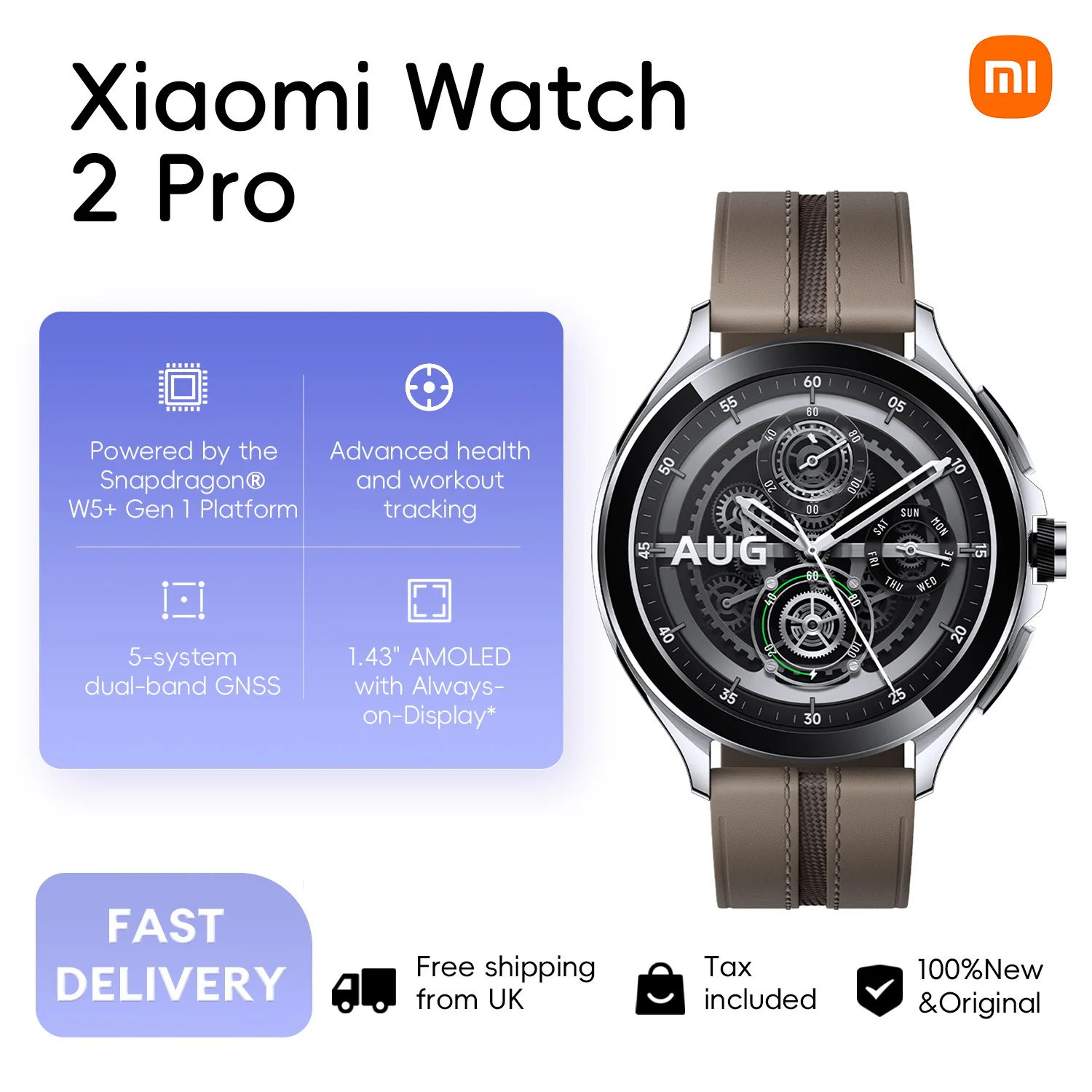 Xiaomi Watch 2 Pro 2GB 32GB 1.43" AMOLED Display 326 PPI 150+ Sports Modes Qualcomm Snapdragon W5+ Gen 1 Magnetic Charge 54.5g