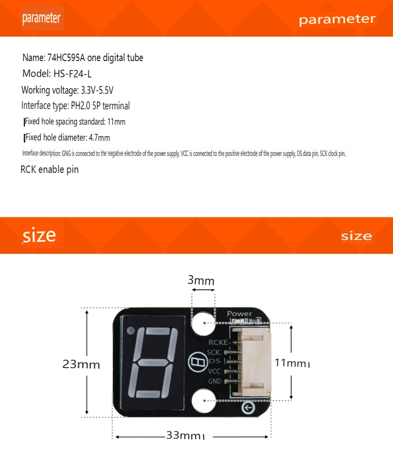 Módulo de tubo digital de um bit, display LED de registro de mudança driver 74HC595A compatível com bloco de construção LEGO
