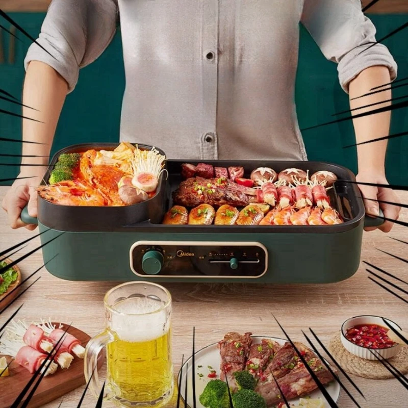 Midea 220V Shabu Shabu All-in-One Deepened Multifunctional Household Shabu Smokeless Grill Pan Roast Fish Roast Meat