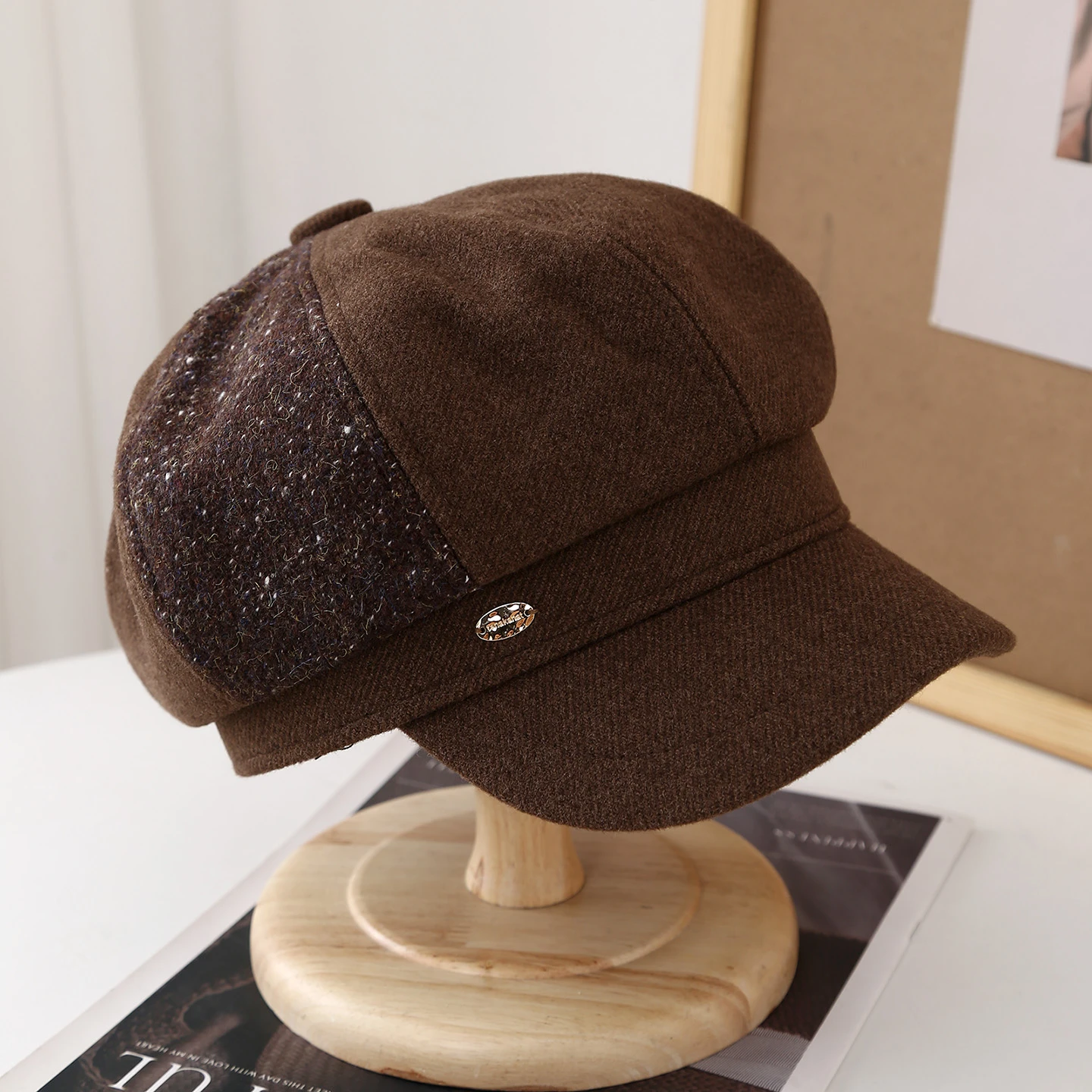 Boina de inverno para mulheres – Boné de jornaleiro octogonal espesso, chapéu estilo pintor à prova de frio, vintage quente para manter o inverno novo