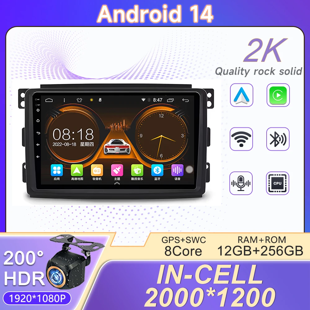 

Android 14 For Mercedes Benz Smart Fortwo 451 2005 - 2015 Car Radio Stereo head unit Multimedia Player Navigation No 2din DVD