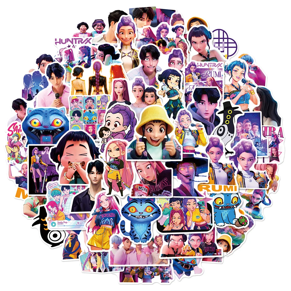 60 قطعة K-POP شيطان الصيادين HUNTR/X فيلم الكرتون ملصقات الهاتف الغيتار المحمول دفتر حقيبة ملصق مضاد للمياه الاطفال اللعب