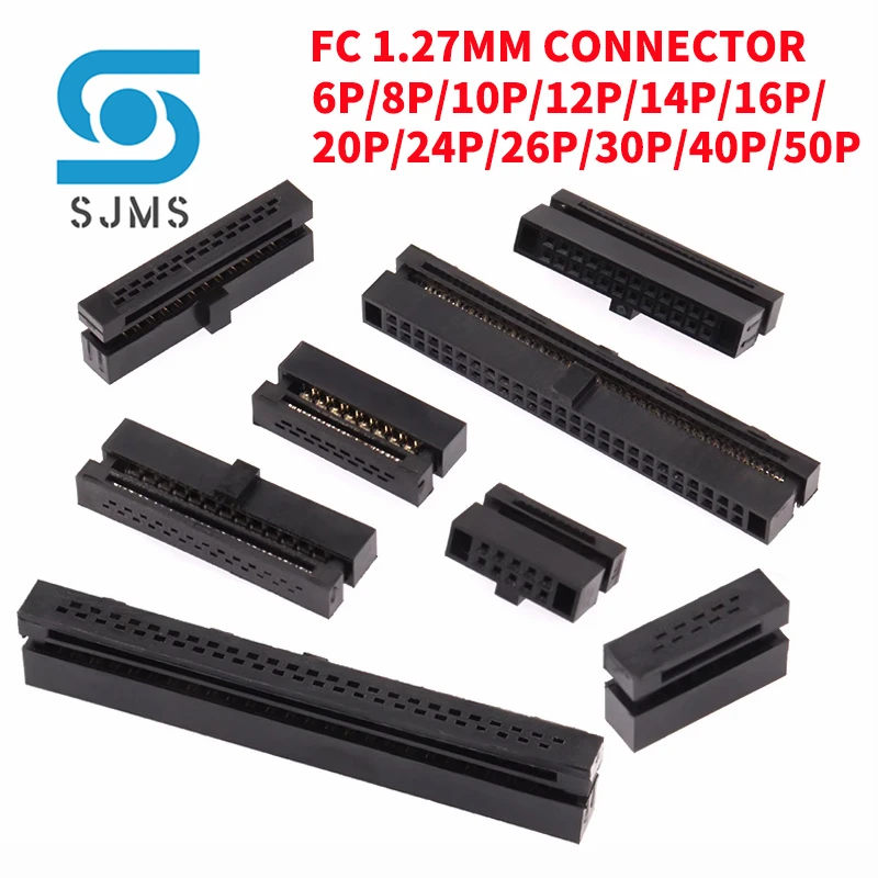 10PCS 1.27MM Pitch FC-6/8/1012/14/16/20/30/40/50 PIN FEMALE HEADER IDC SOCKET CONNECTOR FOR 0.635MM FLAT Ribbon Cable Wire 10P