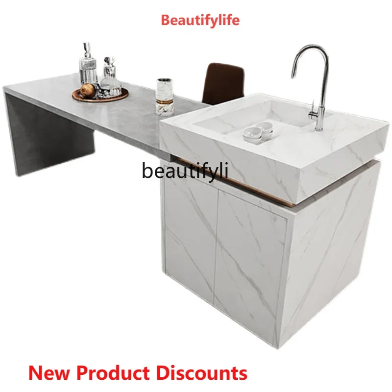 

01A Stone Plate Zhongdao Table Dining Table Integrated Water Bar Kitchen Retractable Rectangular Home Dining Table