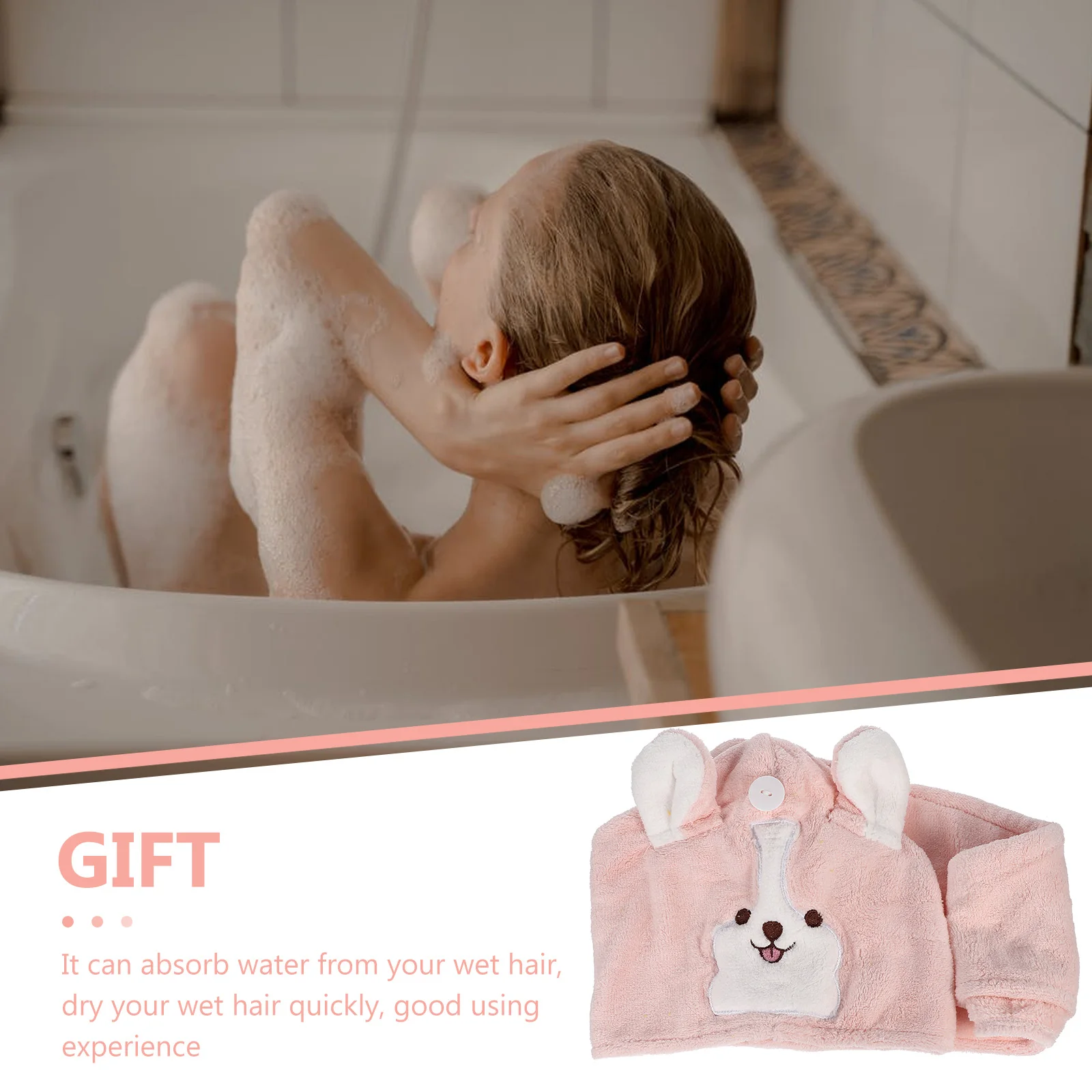 

Dry Cap Bonnet Coral Fleece Towel Wrap Bath Towel Hat Absorbent Water Hair Drying Cap for Shower Wet Hair Cartoon Design