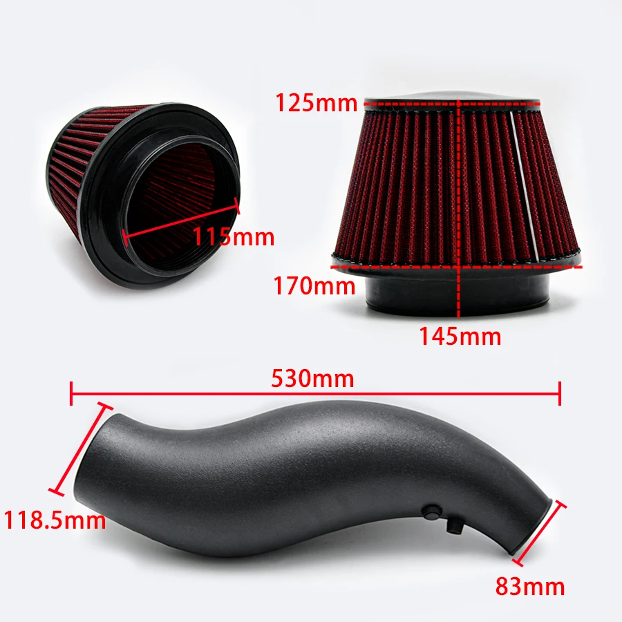 أنبوب سحب هواء بلاستيكي لهوندا سيفيك 92-00 EK على سبيل المثال ، فلتر هواء 3 "76 ، أحمر ، أزرق ، أسود