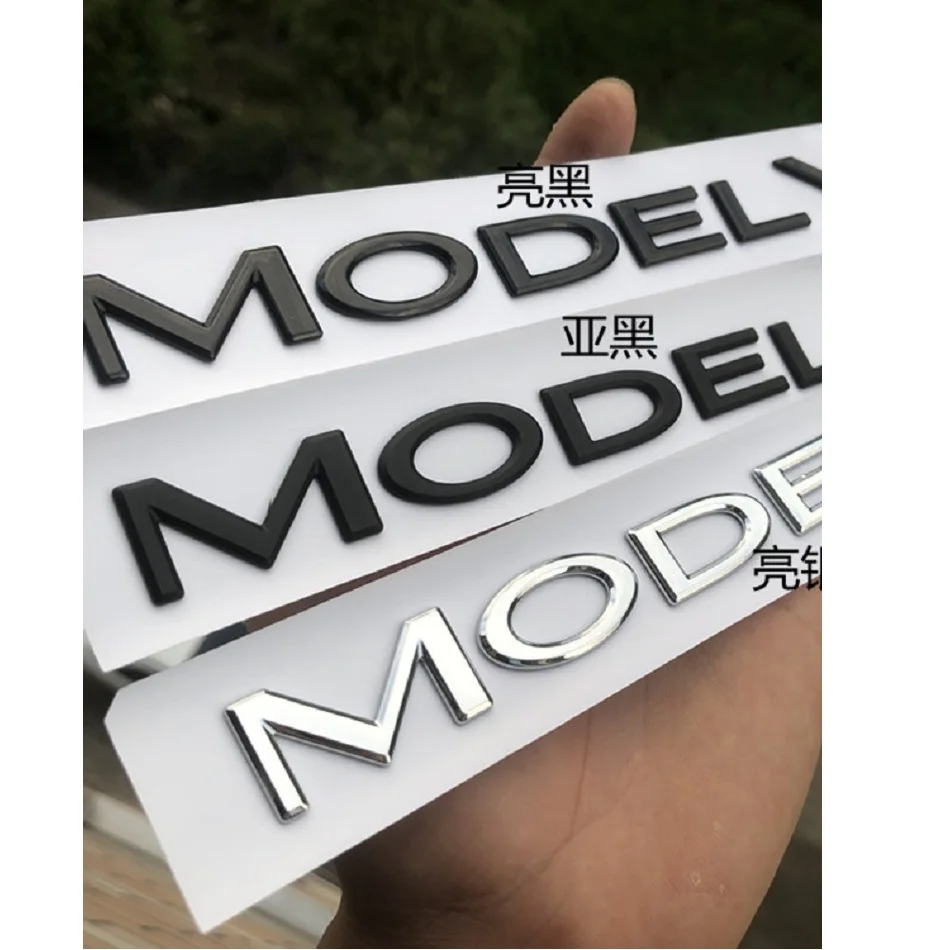 Chrome Silver Matt Gloss Black Trunk Letters Emblems Front Rear Badges for Tesla SPACE X