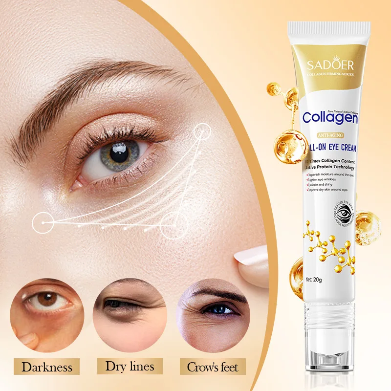 Collagen Roll-On Eye Cream Moisturizing Improve Fine Lines Dark Circles Eye Bags Firming Brighten Eyes Serum Beauty Skin Care